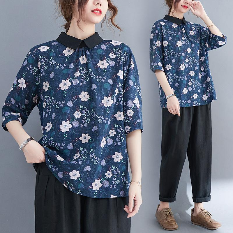 

Негабаритная женская ретро свободная рубашка в этническом стиле, рубашка Cheongsam в китайском стиле