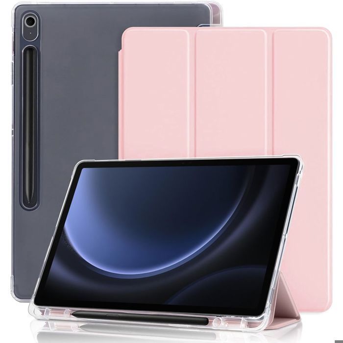 Coque de Protection - BOOLING - Samsung Galaxy Tab S9 FE / S10 FE - Antichoc Rose - Porte-Stylet - Silicone