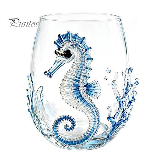Handgefertigtes Künstlerisches Glasware Oktopus Glasbecher, 350ml Stielloses Weinglas, Wal Delfin Schildkröte Lebendiges Tentakel Design Becher Meeresbewohner Trinken