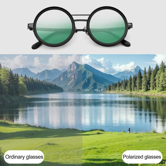 Adjustable Tint Sunglasses for Men Women UV Protection Round Polarized Sunglasses Retro Circle Eyeglass with Gradient Lenses