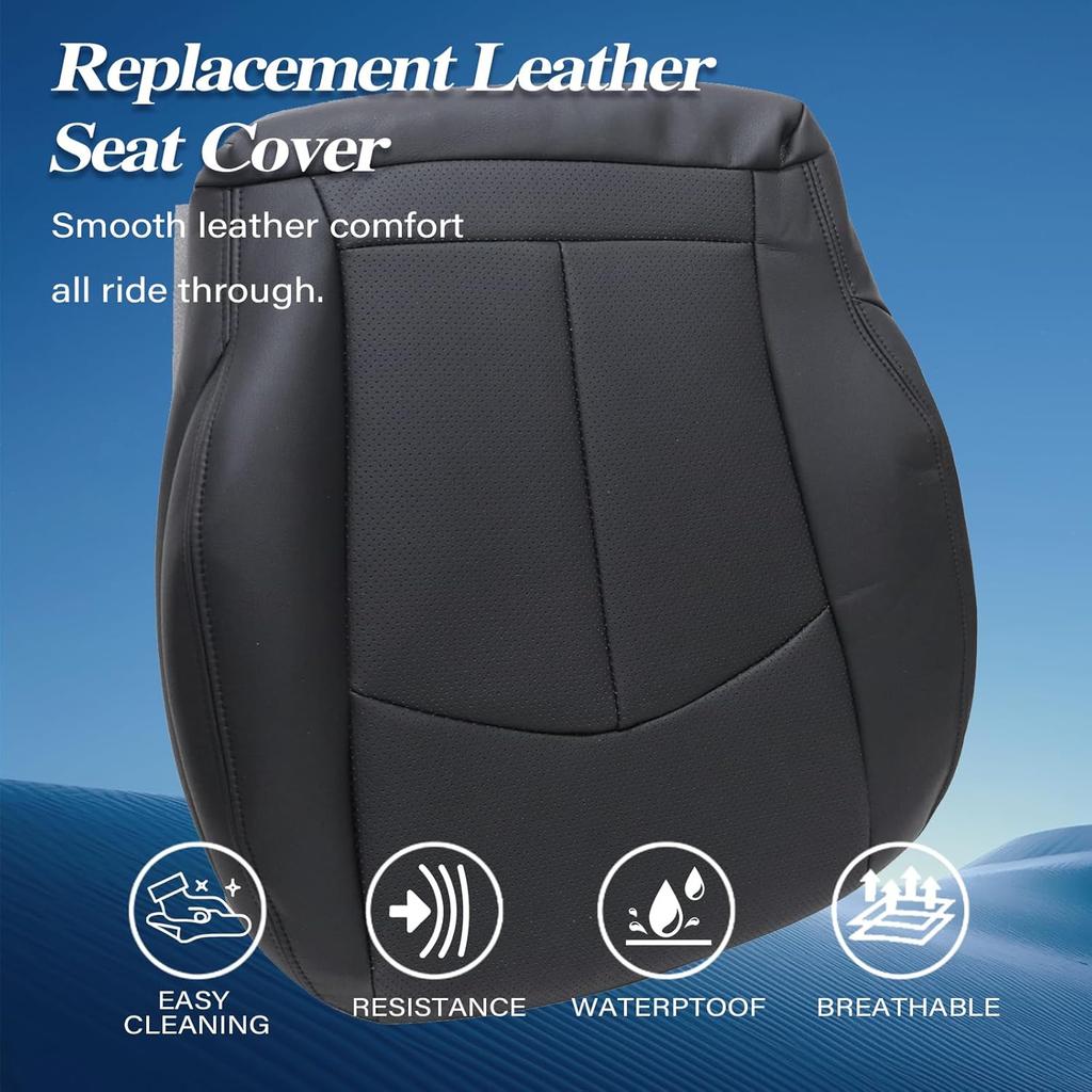 GXARTS Driver Side Bottom Lower Replacement Perforated Leather Seat Cover Black Compatible with Mercedes Benz E63 E280 E300 E320 E350 E500 E550 2003