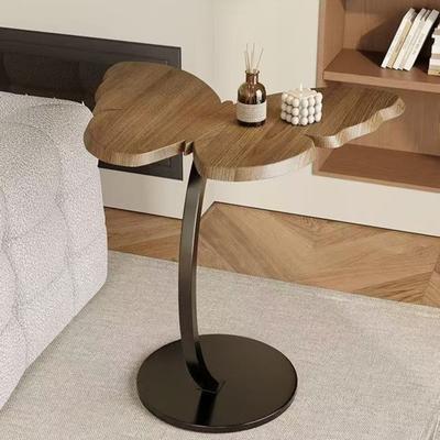 C-förmiger Beistelltisch mit hölzerner Schmetterlings-Tischplatte Moderner Kaffeetisch mit Metallgestell Heim-Büro Wohnzimmer Schlafzimmer Sofa Couch Kleiner Beistelltisch