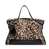 Leopard Print Tote Bag Retro Canvas Leather Handbag Studs Tassel Shoulder Bag For Women Casual Travel Fashi Versatile Satchel
