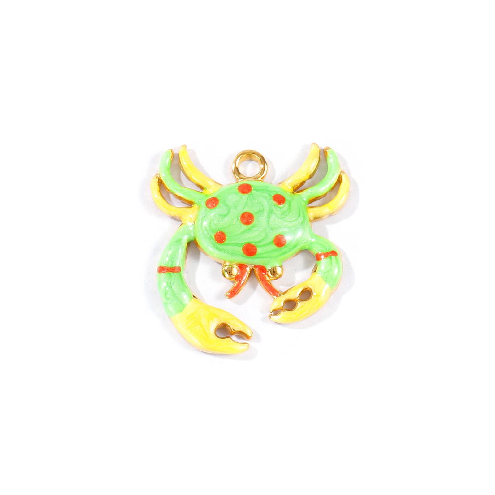 2pcs Stainless Steel Charms 18K Gold Plated Ocean Crab Animal Multicolor Enamel Pearlized Pendants DIY Necklace Jewelry 28x26mm