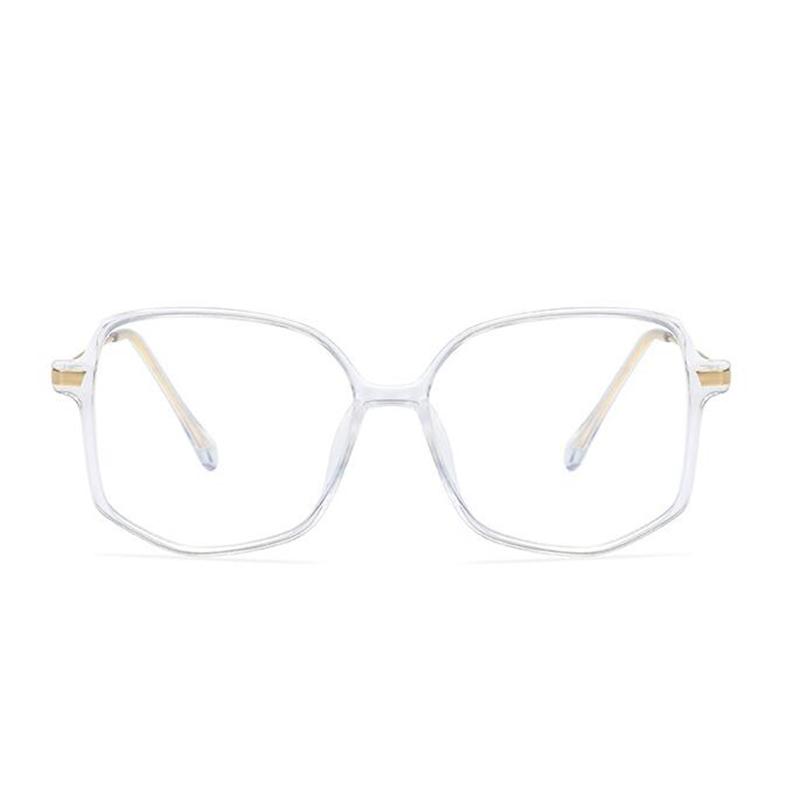 Transparent White Polygon Finished Myopia Eyewear Women Big Frame Minus Degree Diopter Glasses Prescription 0 -0.5 -1.0 To -6.0