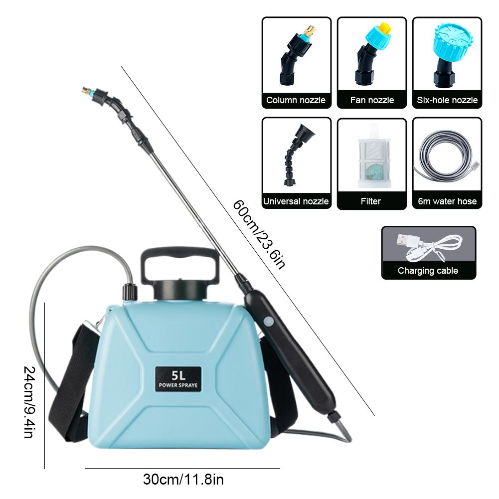 Shoulder-type Electric Pesticide Sprayer 5L Watering Can With Spray Gun Automatic Garden Plant USB Rechargeable Irrigation Tool