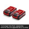 Einhell double batterie 3,0 ah pxc plus twinpack (18 v, lithium-ion, pour tous les appareils pxc)