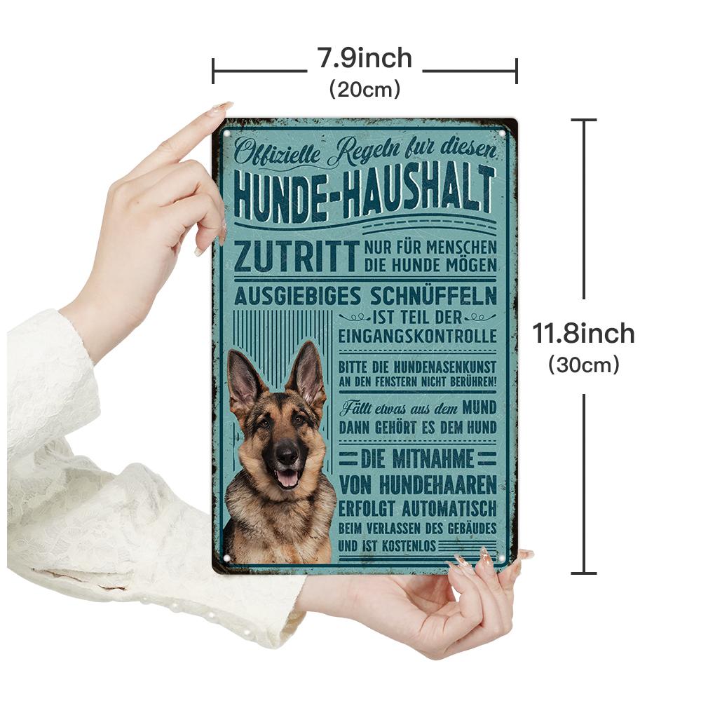 Putuo Decor 1 Stück Deutsches Vintage Metallschild Wandkunst Dekor für Zuhause Bauernhaus Wohnzimmer Hinterhof Geschenke Haustier Hund 7,9x11,8 Zoll
