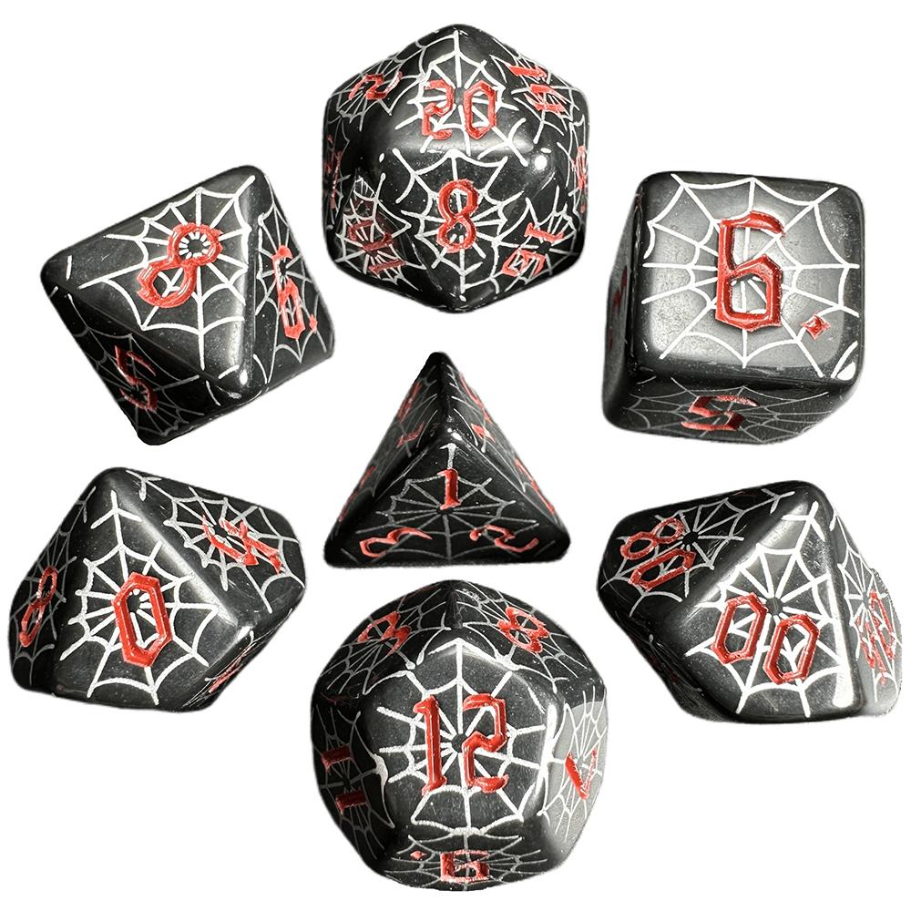 Halloween Spider Web Dice 7pcs Fashion Dice for Dungeon and Dragon DND TRPG Game