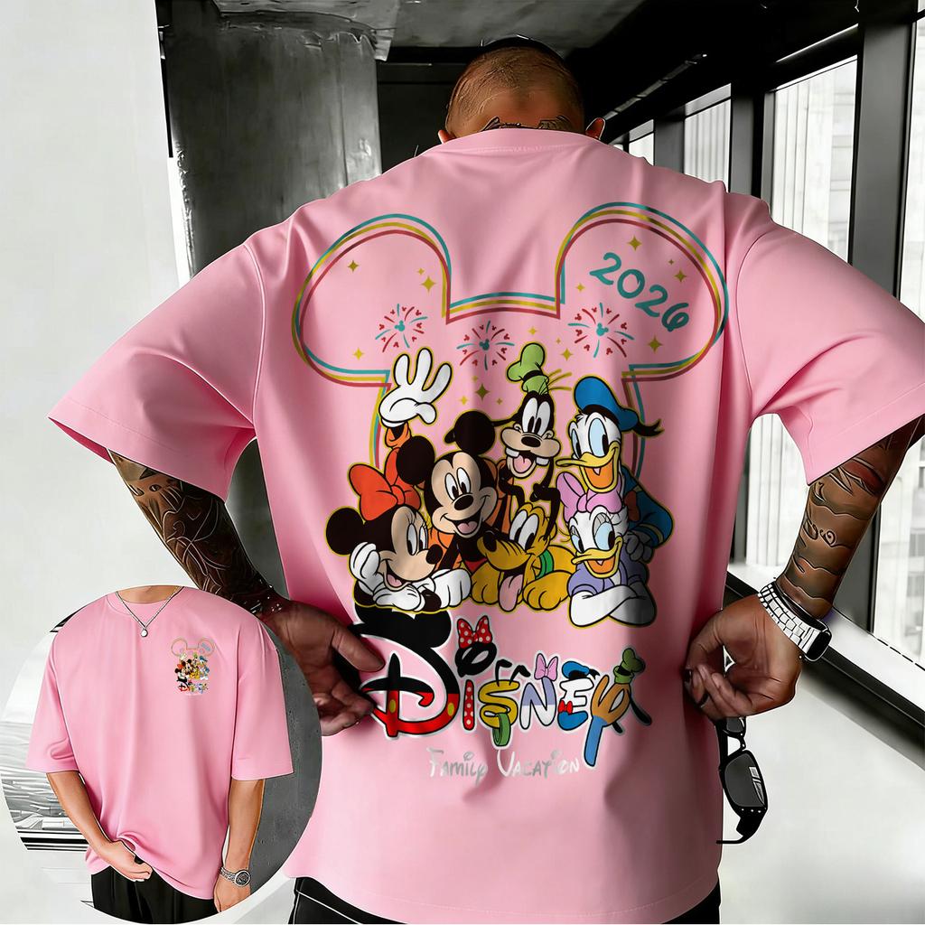 2026 Zomer Disney Mickey Mouse Donald Duck Grafische T-shirt Heren Mode Katoen Kwaliteit Casual Los Korte Mouw Klassiek Unisex