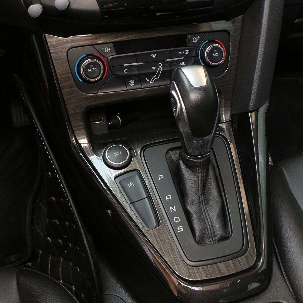 For Ford Focus 3 MK3 2015 - 2018 LHD Center Console Stickers Gear Shift Panel Cover Water Cup Holder Interior Sticker Trim