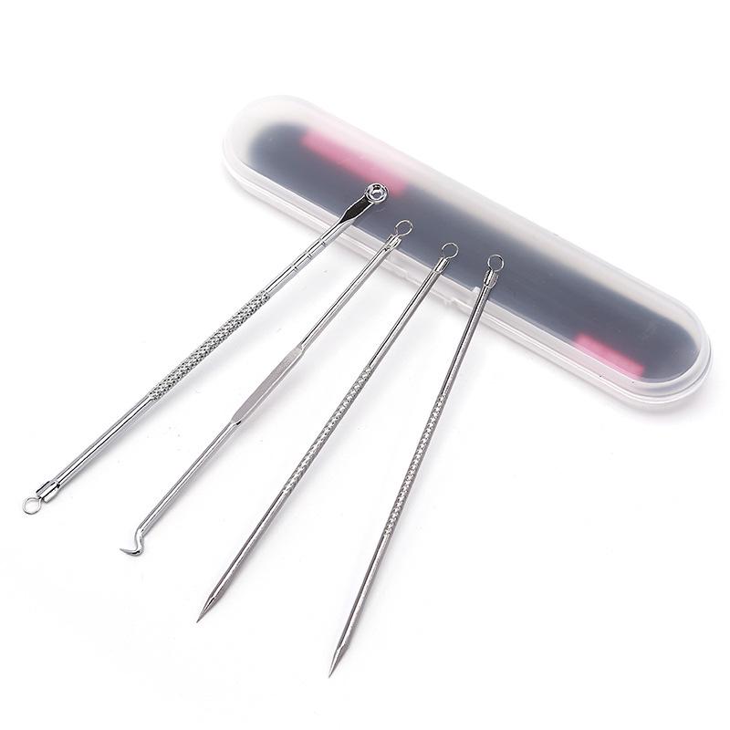 Stainless Steel 4-Piece Double-Ended Blackhead and Pimple Extractor Tool Set
