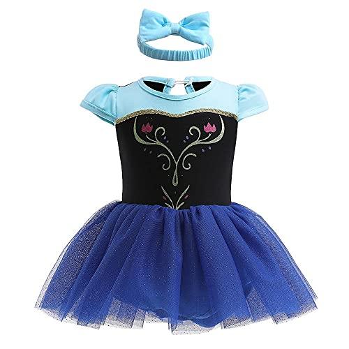 Dressy Daisy Baby Girl Anna Romper Costume, Princess Snow Queen Dress, Halloween Outfit with Headband, Size 70, 6-9 Months