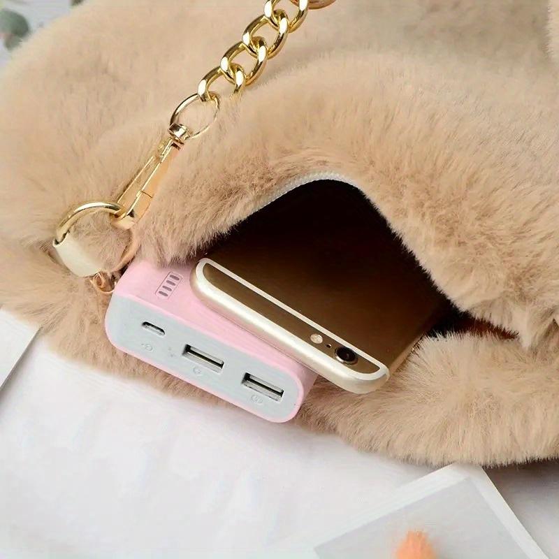 Faux Fur Heart-shaped Women Small Handbags Fluffy Plush Ladies Chain Shoulder Bag Female Furry Daily Clutch Purse