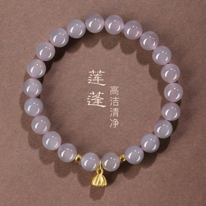 Glass bead lotus lotus pod bracelet women's niche light luxury high-end bracelet fashion versatile simple jewelry