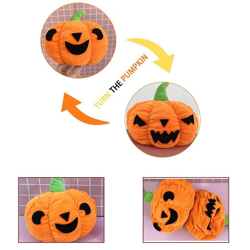 Adorable Reversible Pumpkin Plush Toy Perfect Halloween Gift Customizable Doll