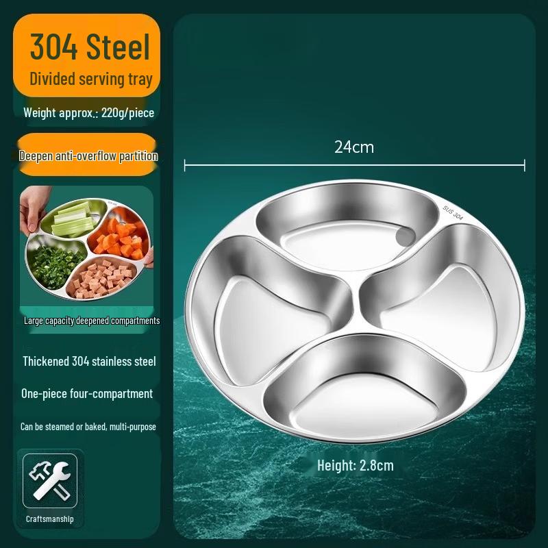 Handun 304 Stainless Steel Deep Divided Serving Tray