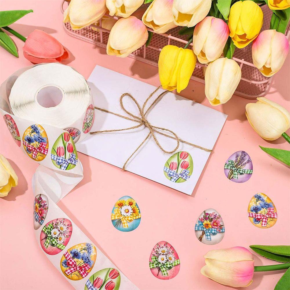 500PCS Cartoon Rabbit Easter Seal Sticker Self-adhesive Multiolor Easter Egg Stickers Envelope Sealing Waterproof