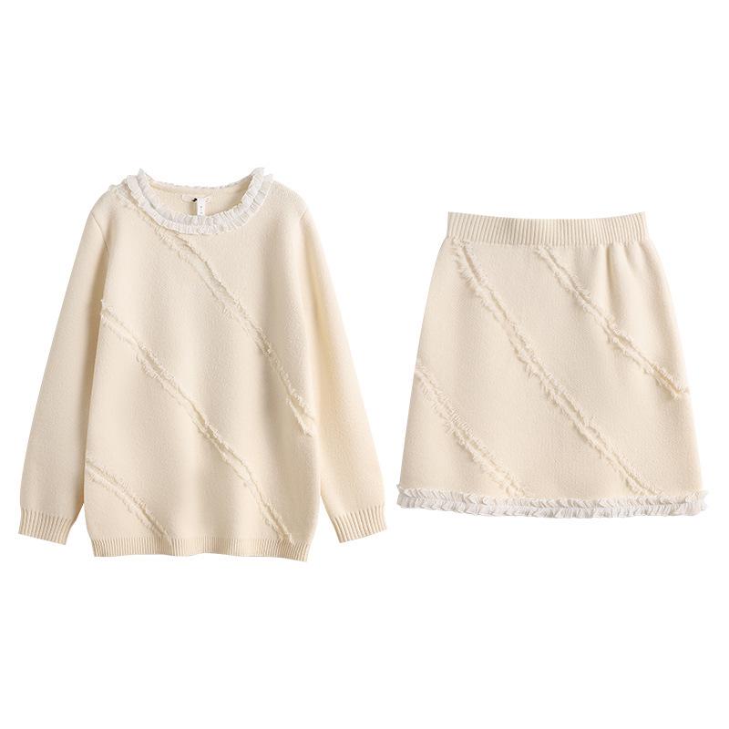 

Plus Size Women s Knit Sweater & Skirt Set - Autumn/Winter Design, 130-300 lb Range 4XL: 185-210 Jin