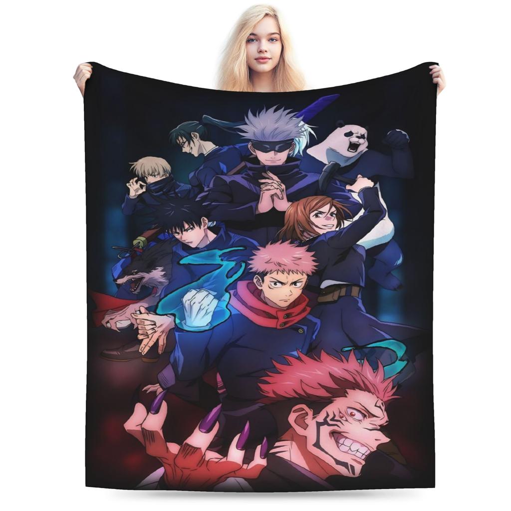 Warm Cozy Blanket Picnic Gojo Satoru Bedding Throws Novelty Bedspread For Couch Bed