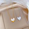 Titanium Steel Pendant Necklace Tilted Shell Heart Clavicle Chain New Necklace  Jewelry Accessories