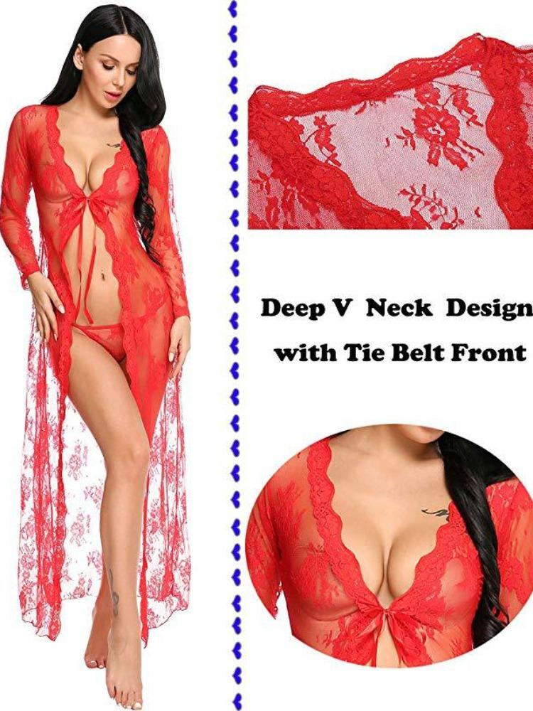 CP5XL Exotic Nightgown Female Secret Lingerie Nightgown Transparent Sexy Teddies Evening Erotic Coats Temptation Long Underwear