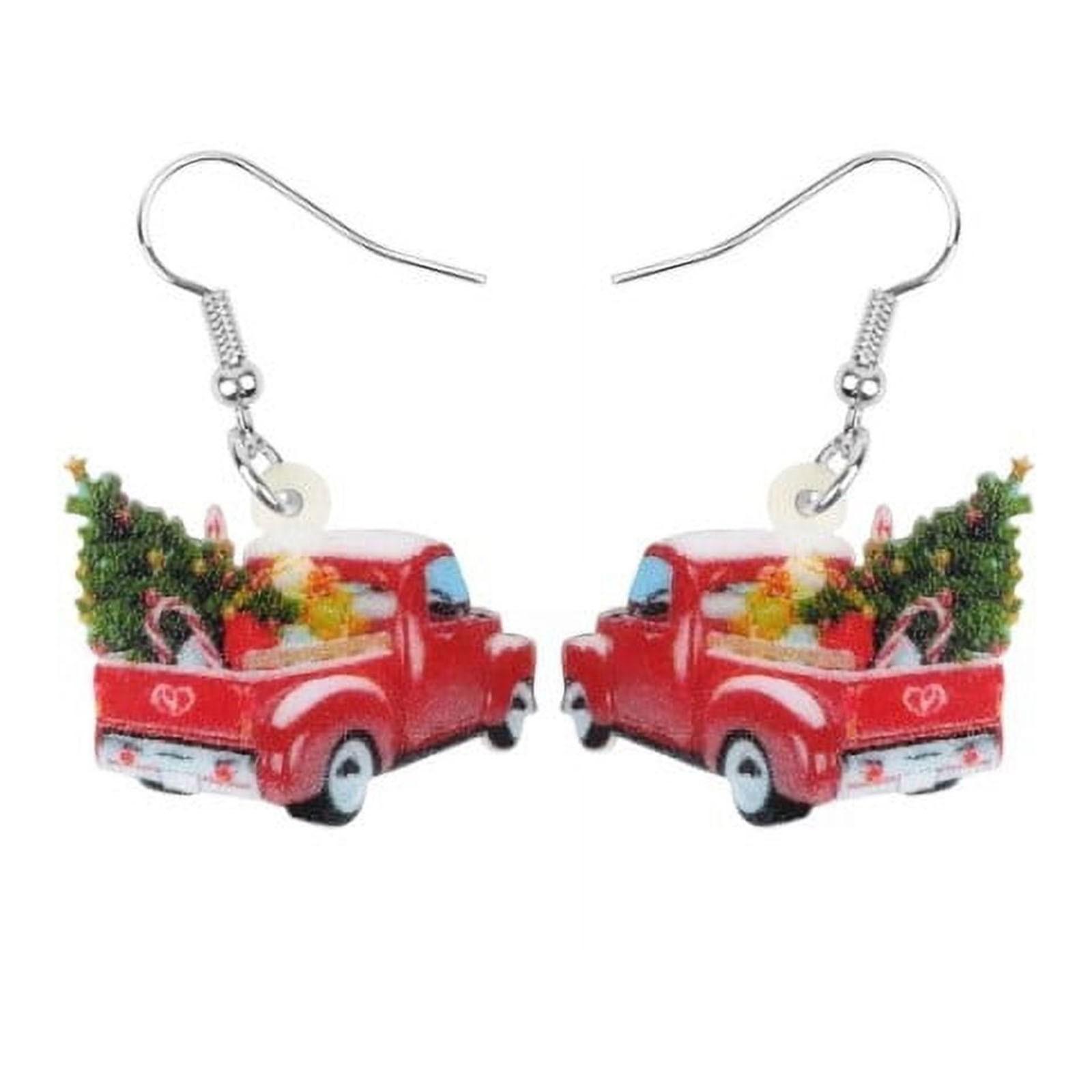 

Women Gift Christmas Cute Cartoon Earrings One Size червоний