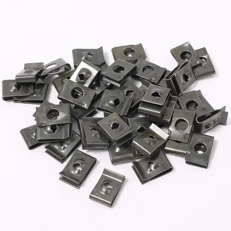 50/100PCS Carro Motocicletas Metal Parafuso Fixador Clipes U-Type Clip com Parafuso Anti-ferrugem Proteção Clipe Parafuso Fivela Chapa de Ferro