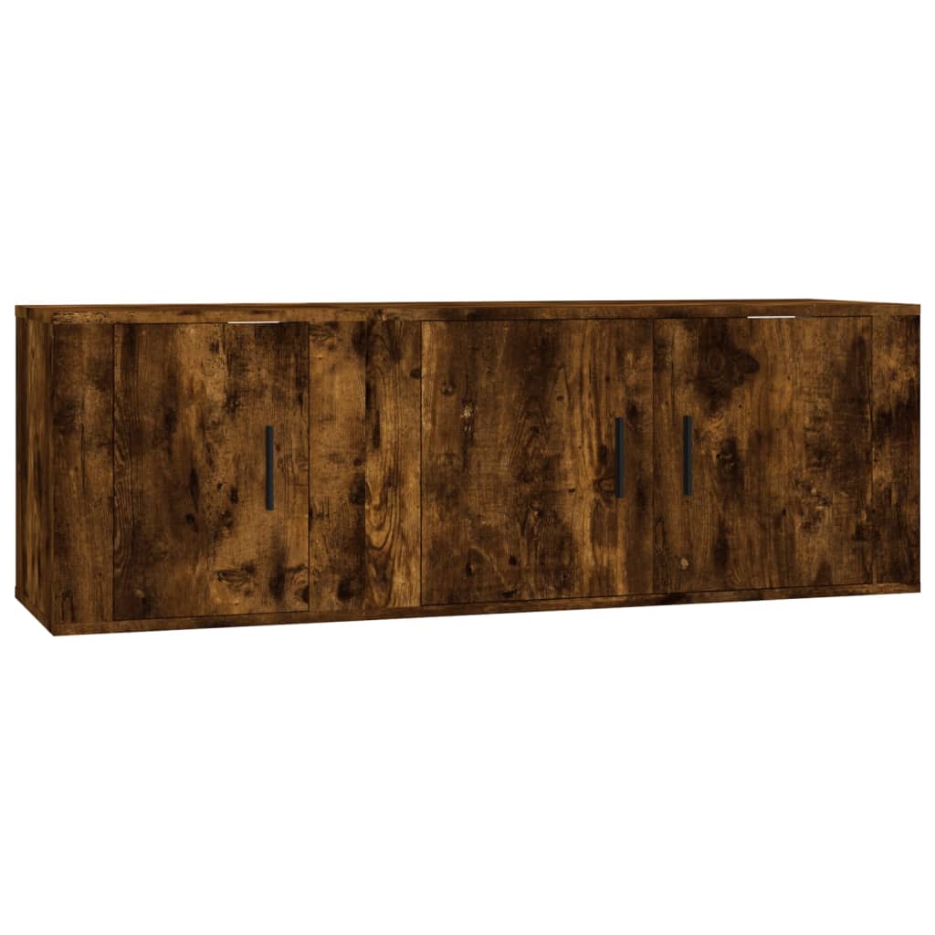 2 piece TV cabinet set smoked oak effect particleboard