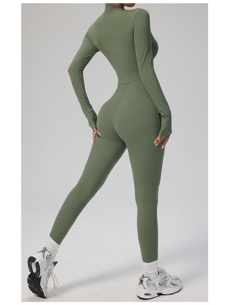 Manyi Zipper Nude Long Sleeve Yoga & Fitness Jumpsuit 8306