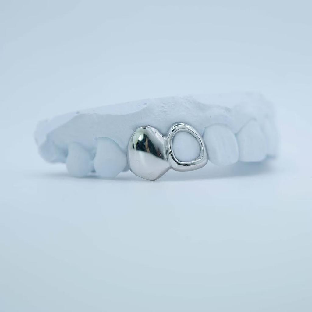 S925 Sterling Silver Open Face Grillz Teeth Set Gold Plated Hip Hop Hollow Upper & Lower Tooth Grillz Jewelry