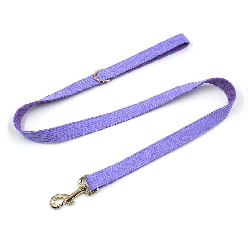 Corduroy Pet Collar & Leash Set with Bow Tie