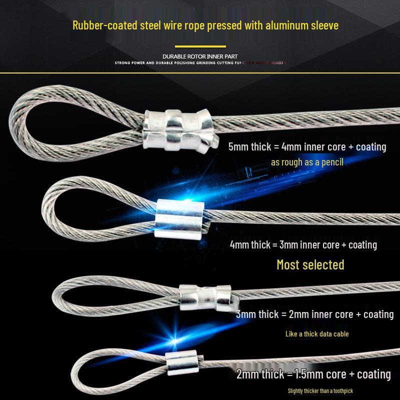Plastic-Coated 304 Stainless Steel Wire Rope with Aluminum Sleeves, Anti-Theft Lock, and Machine Lifting Cable