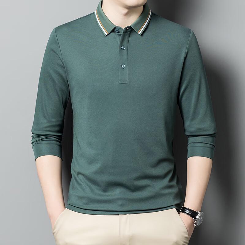 Men s Casual Business Long Sleeve Polo Shirt XL