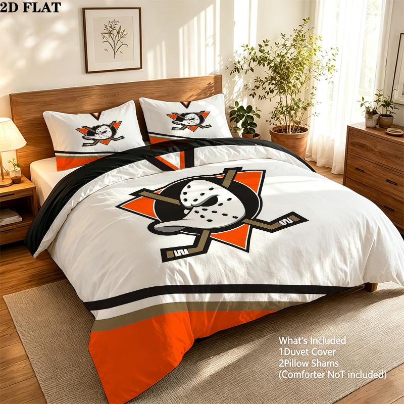 Mighty Ducks Pattern Bedding Quilt Set  Home Decoration  Gift (1 * duvet cover + 2 * pillowcase  without core)
