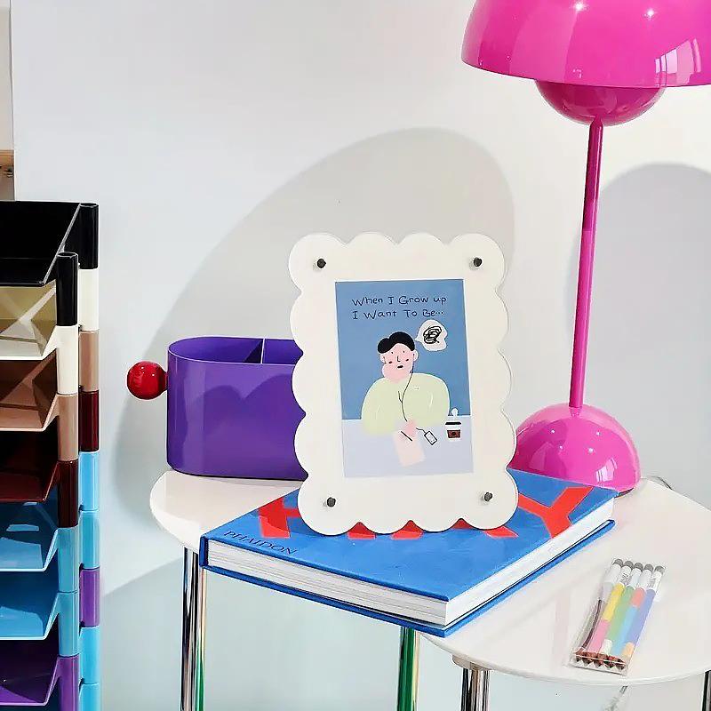 1PC Colored Photocard Holder Desk Decoration Wave Color Photo Frame 7-Inch Display Stand Nordic 23x17cm