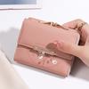 Purse women's summer new Korean PU printed buckle 3 fold bag simple all-in-one short women's money clip multi-card folding flap