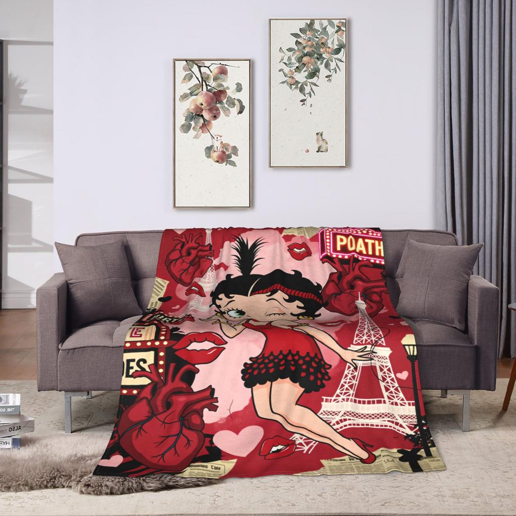 Warm Blanket Camping B-Bettys Boops Throw Blanket  Flannel Bedspread For Living Room Comfortable Sofa Bed Cover