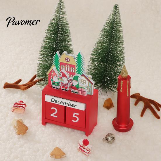 Festive Tabletop Decoration Christmas Countdown Blocks, Desktop Advent Calendar with Movable Decorative Party Essentials Days Until Xmas Ornament for