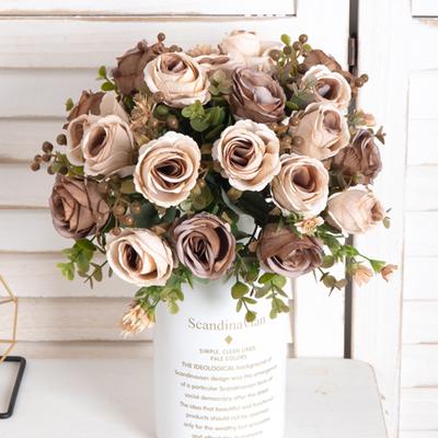 Høst Retro Kunstige Blomster Kaffe Silke Hvit Rose Jul Bryllup Hagebue Kunstig Blomst Hjem Rom Dekorasjon Fotorekvisitt
