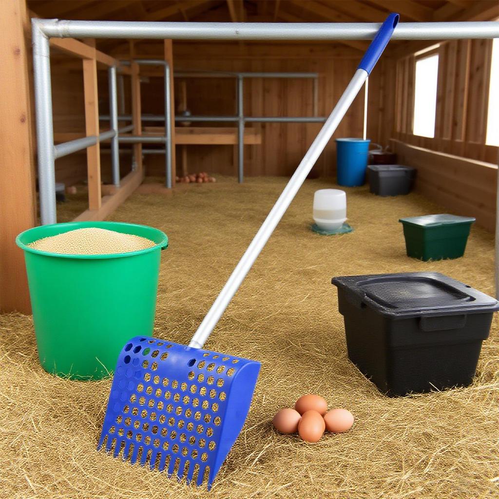 Chicken Coop Cleaning Tools Sifting Shovel Long Handle Detachable Poop Scooper for Poultry Litter Goat Stall Farm Animals Cats