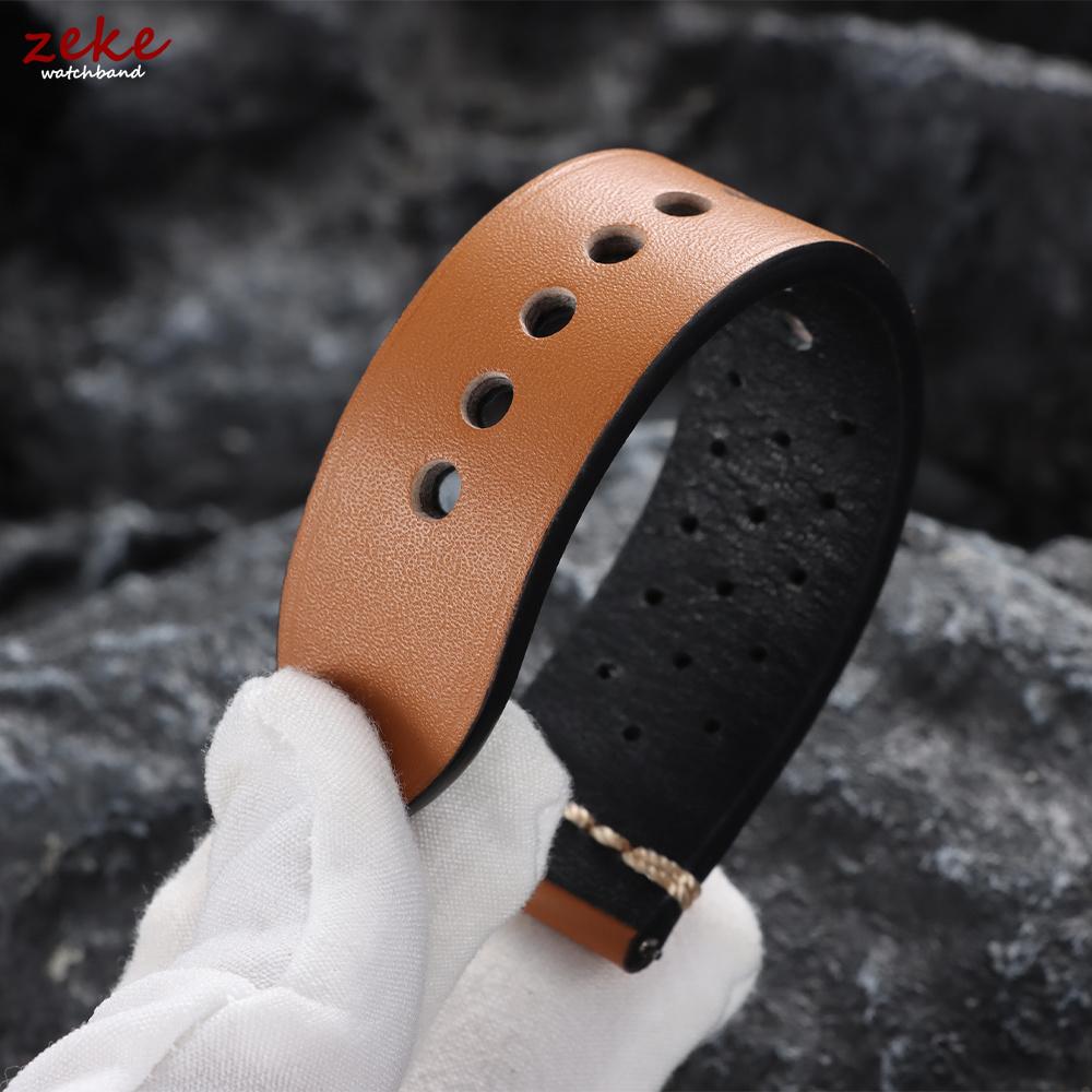 20mm 22mm für Seiko Naht Sport Lederarmband Herren Atmungsaktiv Porös Echtes Leder Uhrenarmband Schwarze Schließe Armband Gürtel