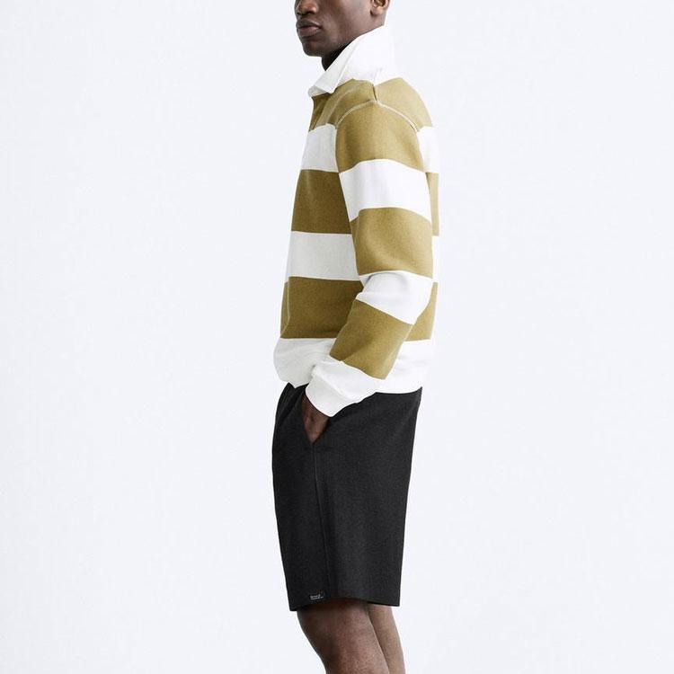 Zara Minimalist Solid Color American Straight Casual Shorts Men shorts Black 0761418-800