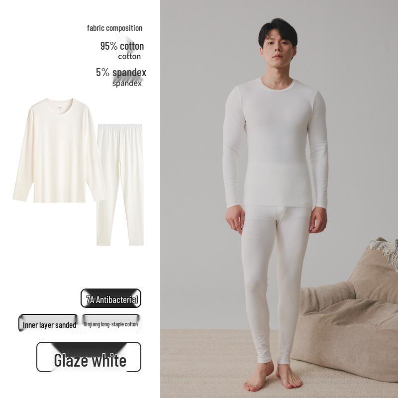Men's Pure Cotton Autumn Thermal Underwear Set - Sweater and Pants for Youth