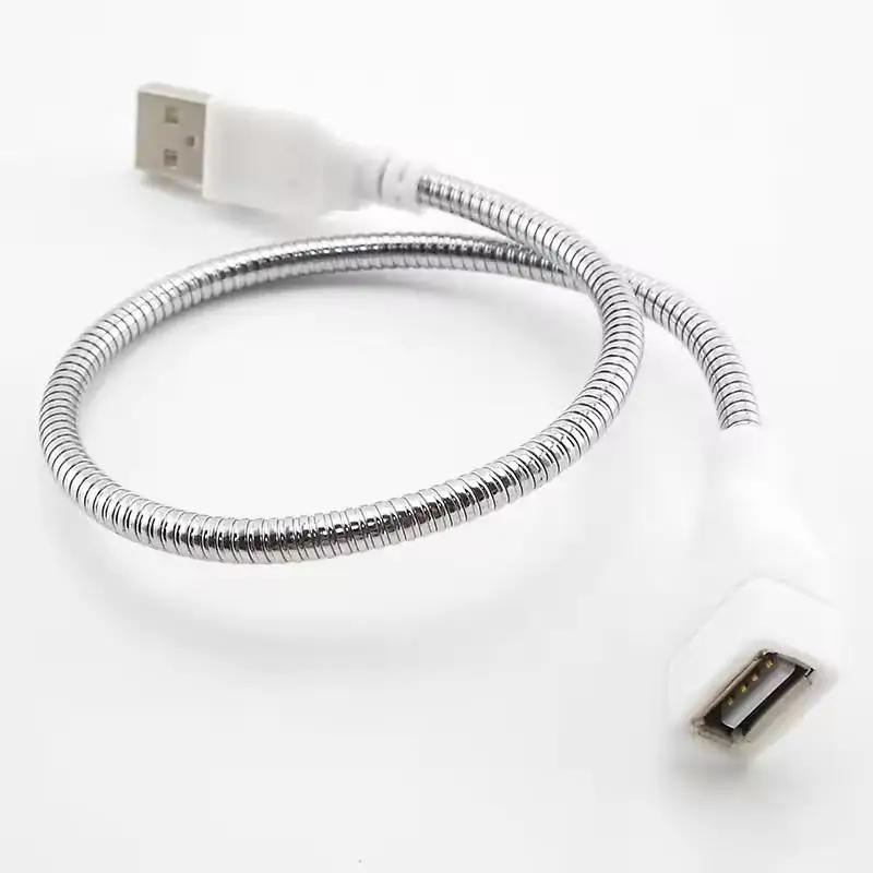 LED Light USB Extension Cord Fan Power Supply Adapter Cable Male To Female M20 Flexible Metal Hose