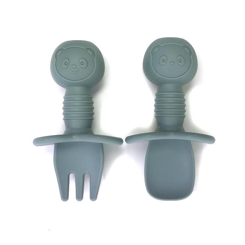 Мультяшний ведмедик Силіконовий набір виделки та ложки для тренування їжі дітей