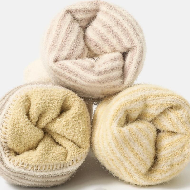 Baby Socks Pure Cotton Warm Stripe Non-Slip Middle Tube Contrast Color Newborn Boys Girls Baby Autumn Winter Floor Socks
