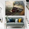 2D Black Steam Locomotive Backdrop Old Countryside Railway Photo Booth Background