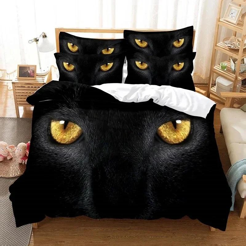 3d Black Leopard Animal Wolf Cat Dog Digital Comfortable Duvet Cover Pillowcase Bedding Set Bedroom Decoration Home Textile