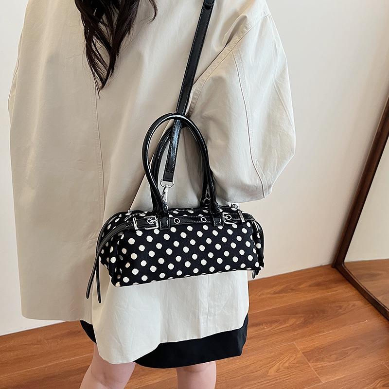 Handbag Bag Women's New Polka Dot Design Versatile Messenger Bag Fashion Casual Shoulder Bag Cylinder Bag